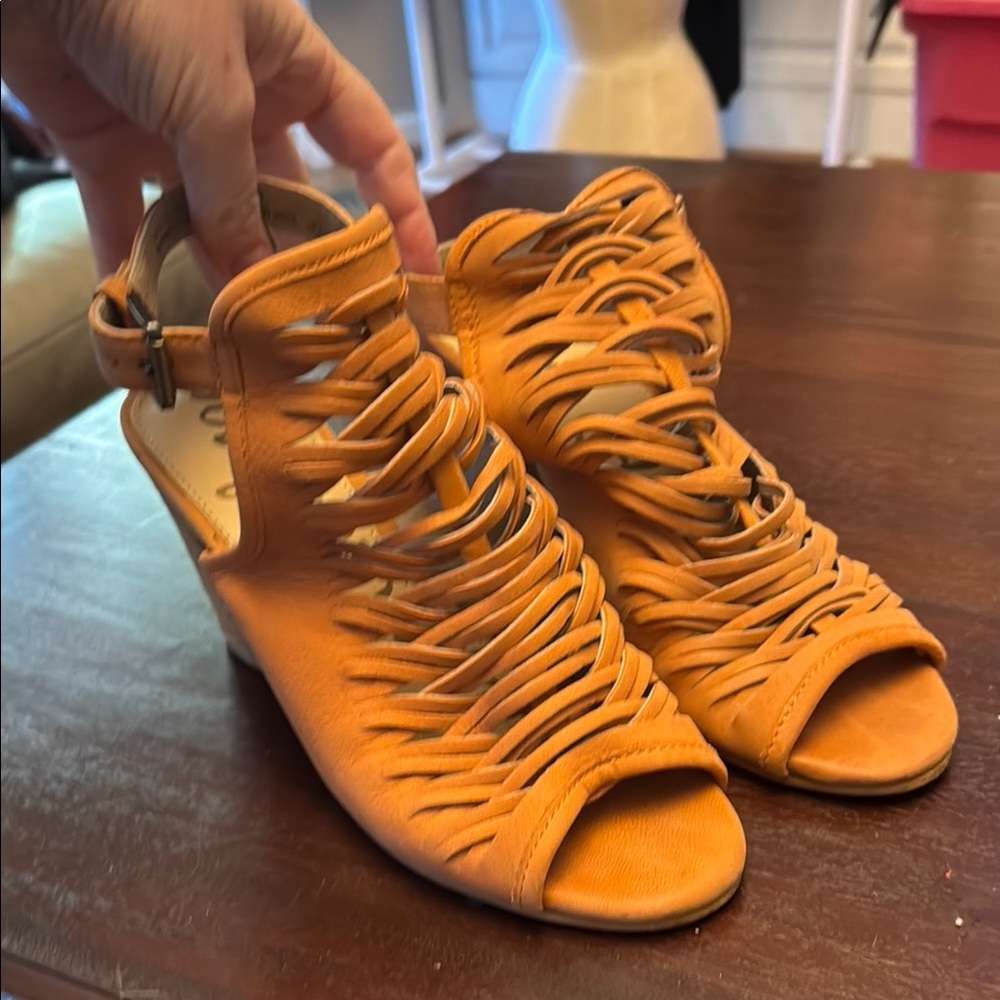 Sam Edelman orange leather Holly women’s heels size 8